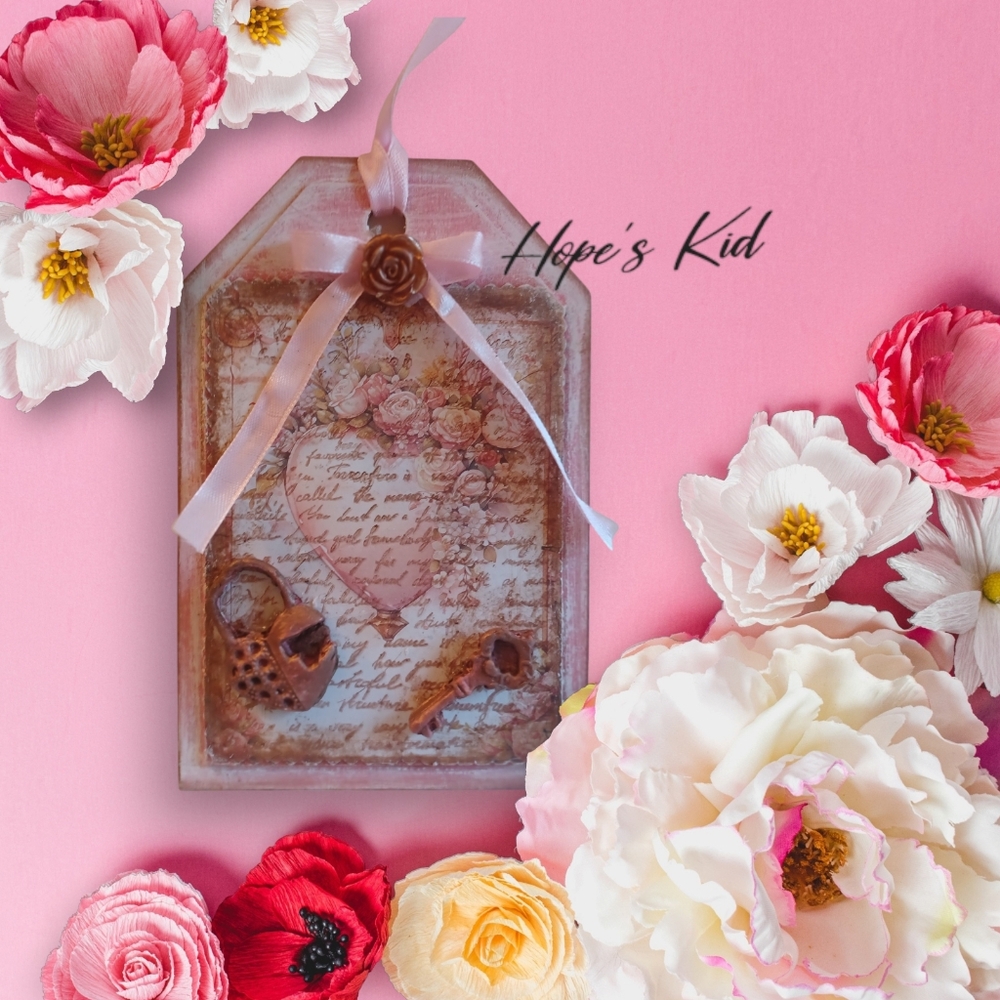 2/$10 Romantic Wood Tag